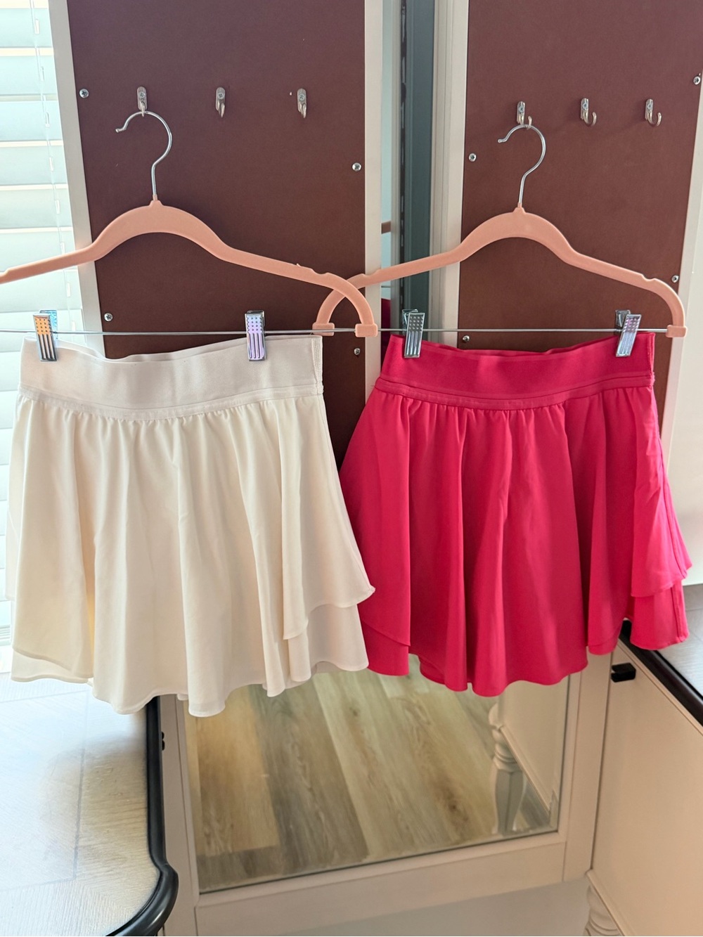 Tiered Mini Skirt in Cream and Pink